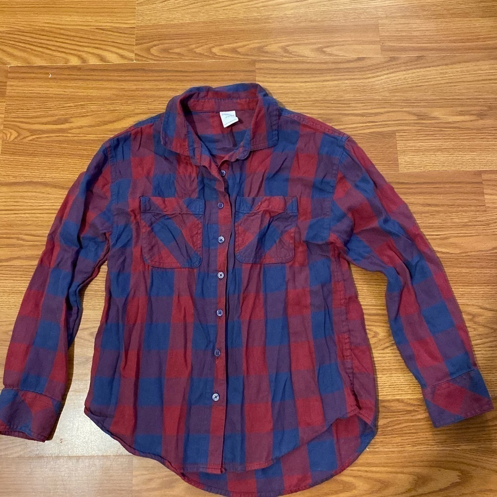 Arizona Jean Long Sleeve Button Front Shirt size Medium (10/12) (DO)